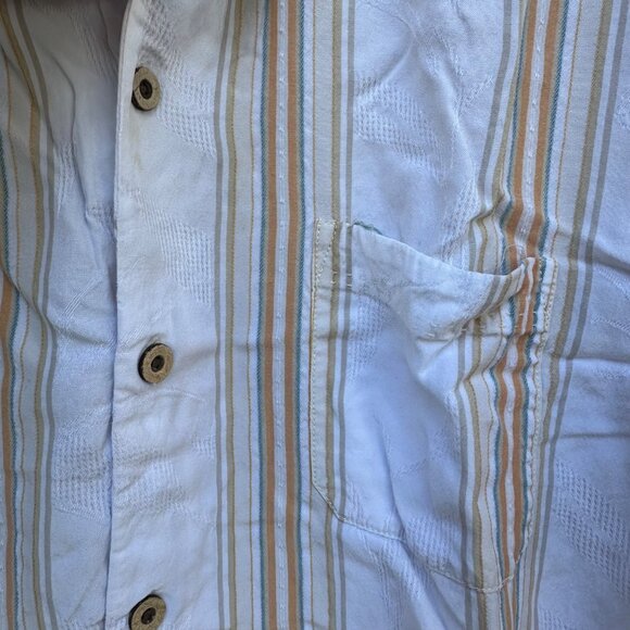 Vintage Tommy Bahama Yellow Pin Striped Silk Button Down Shirt Size XL - Picture 5 of 14